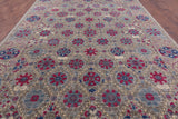 Grey William Morris Hand Knotted Wool Rug - 9' 10" X 14' 5" - Golden Nile
