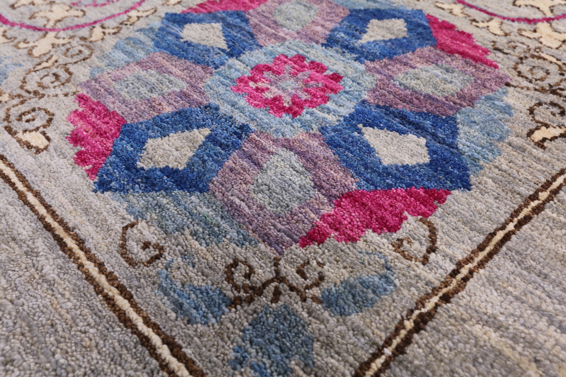 Grey William Morris Hand Knotted Wool Rug - 9' 10" X 14' 5" - Golden Nile
