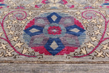 Grey William Morris Hand Knotted Wool Rug - 9' 10" X 14' 5" - Golden Nile