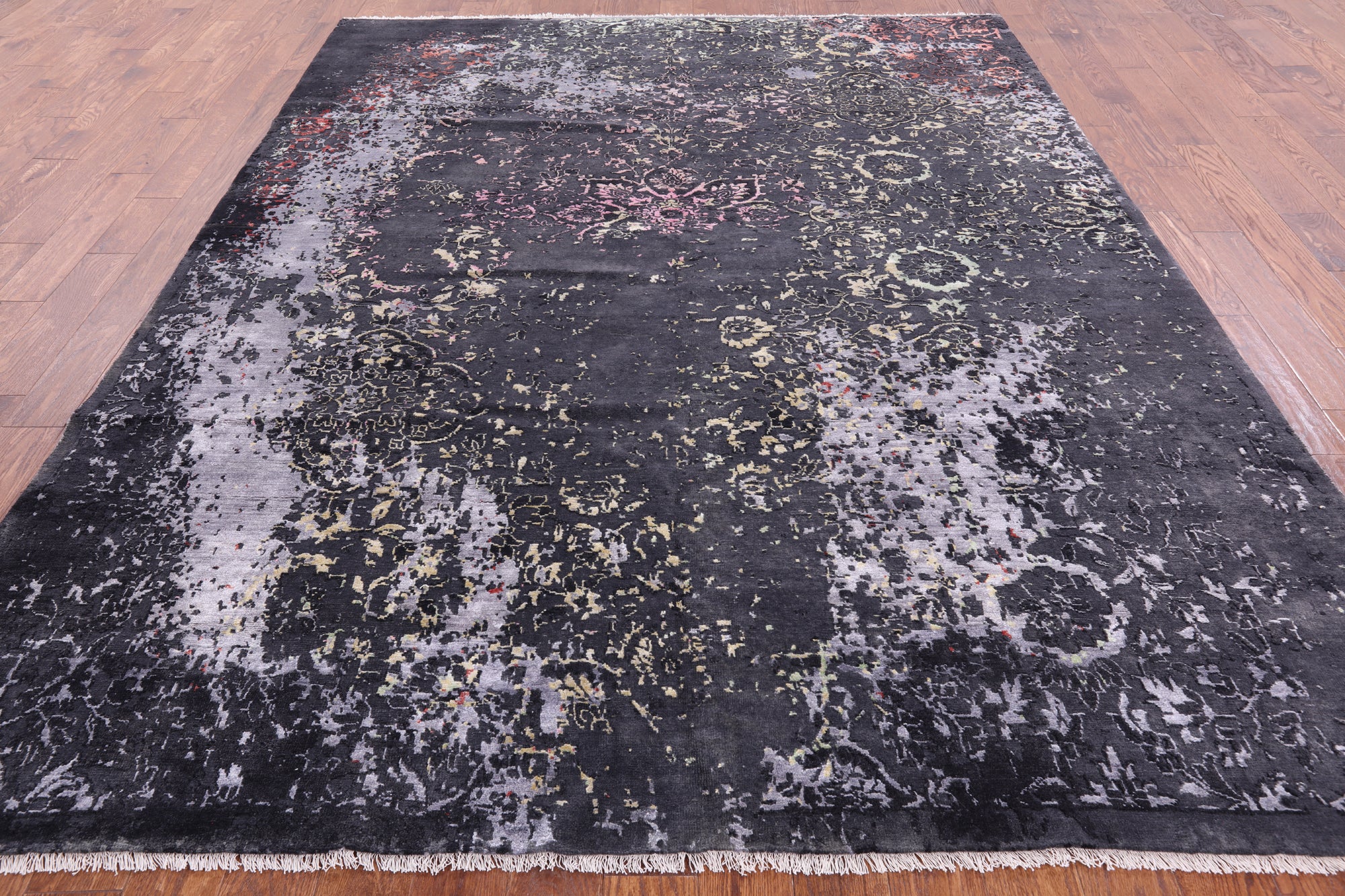 Abstract Contemporary Hand Knotted Wool & Silk Rug - 8' 2" X 10' 4" - Golden Nile