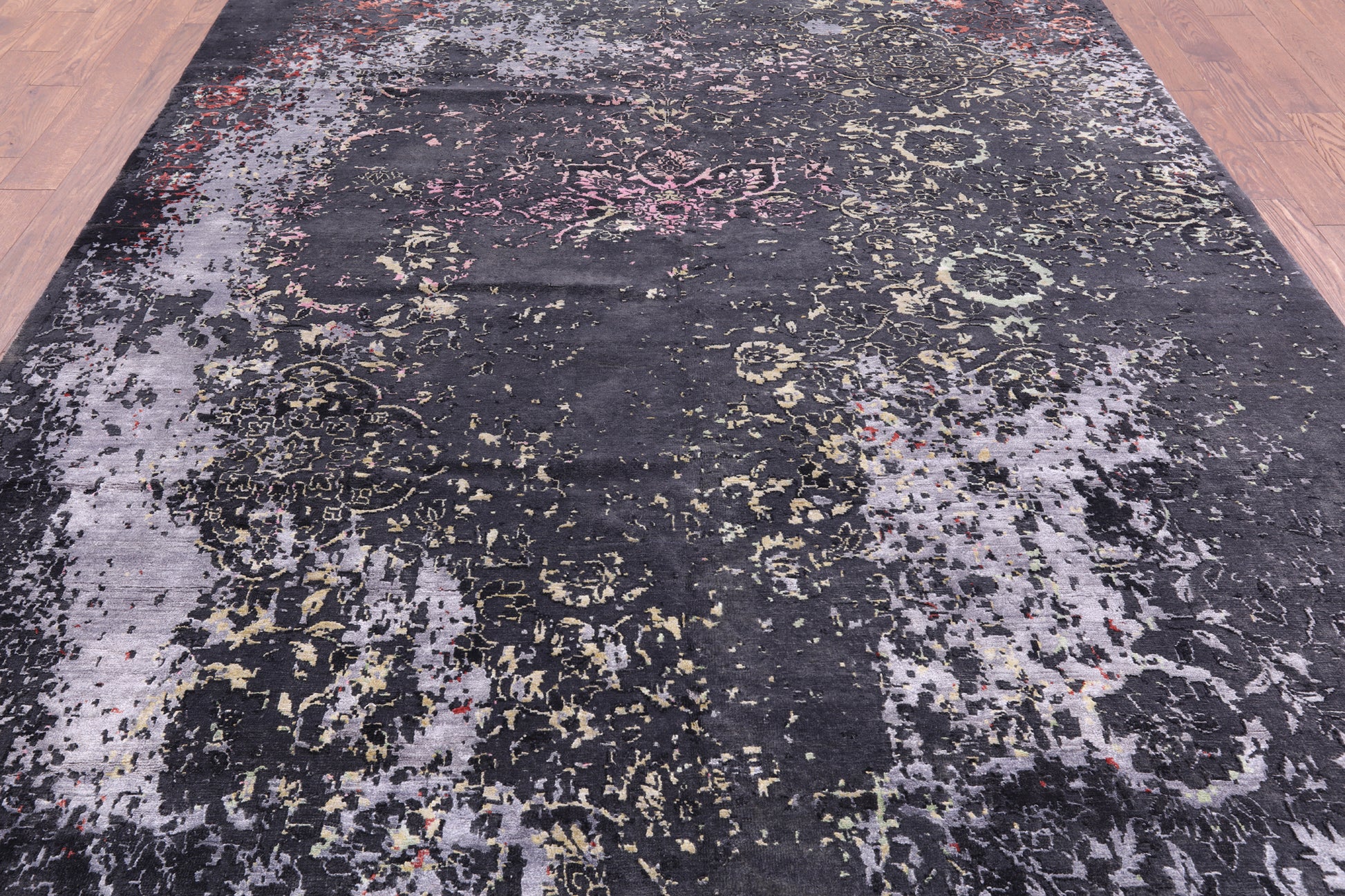 Abstract Contemporary Hand Knotted Wool & Silk Rug - 8' 2" X 10' 4" - Golden Nile