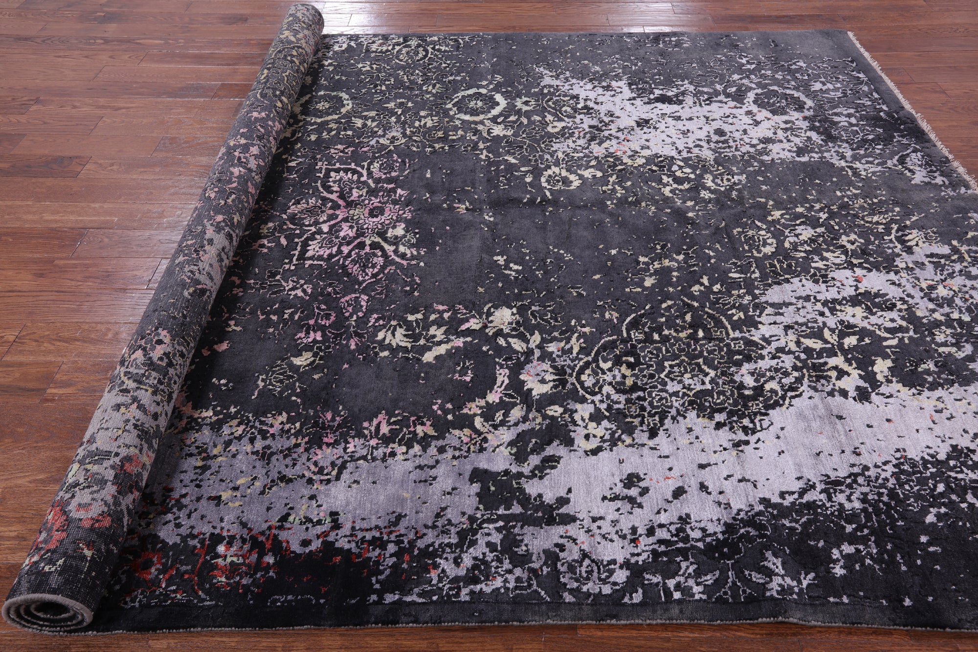 Abstract Contemporary Hand Knotted Wool & Silk Rug - 8' 2" X 10' 4" - Golden Nile
