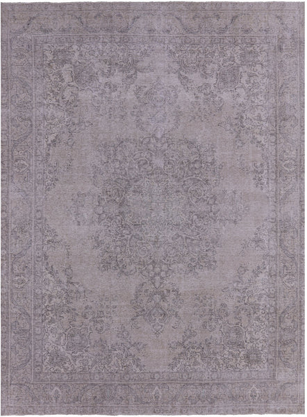 Ivory Persian Vintage White Wash Hand Knotted Wool Rug - 9' 6" X 12' 11" - Golden Nile