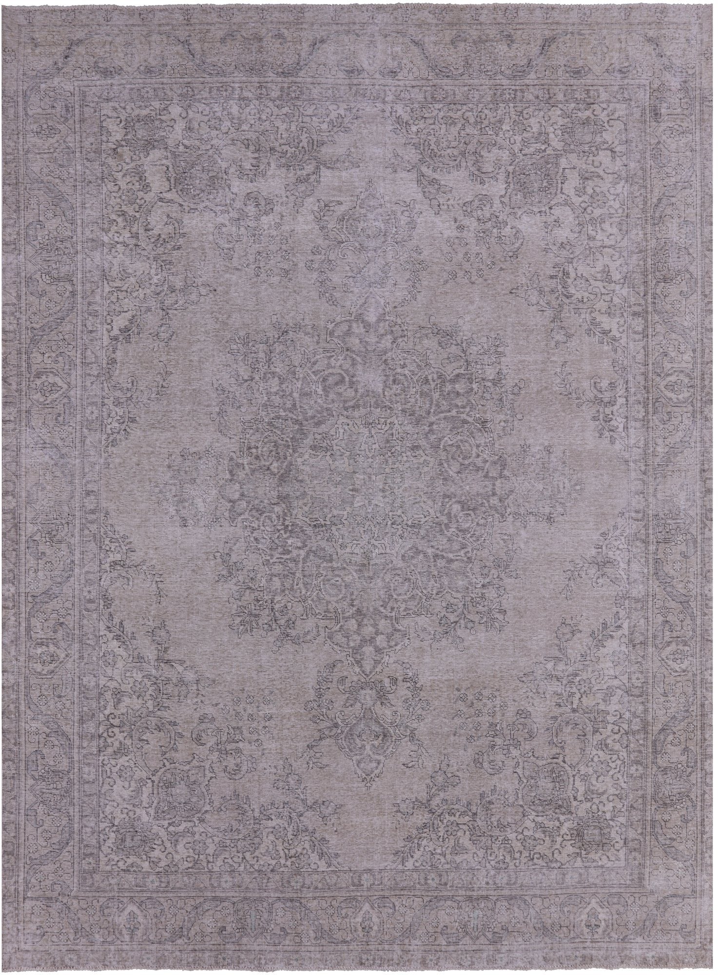 Ivory Persian Vintage White Wash Hand Knotted Wool Rug - 9' 6" X 12' 11" - Golden Nile