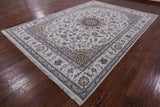 Ivory Persian Nain Hand Knotted Wool & Silk Rug - 8' 9" X 12' 5" - Golden Nile