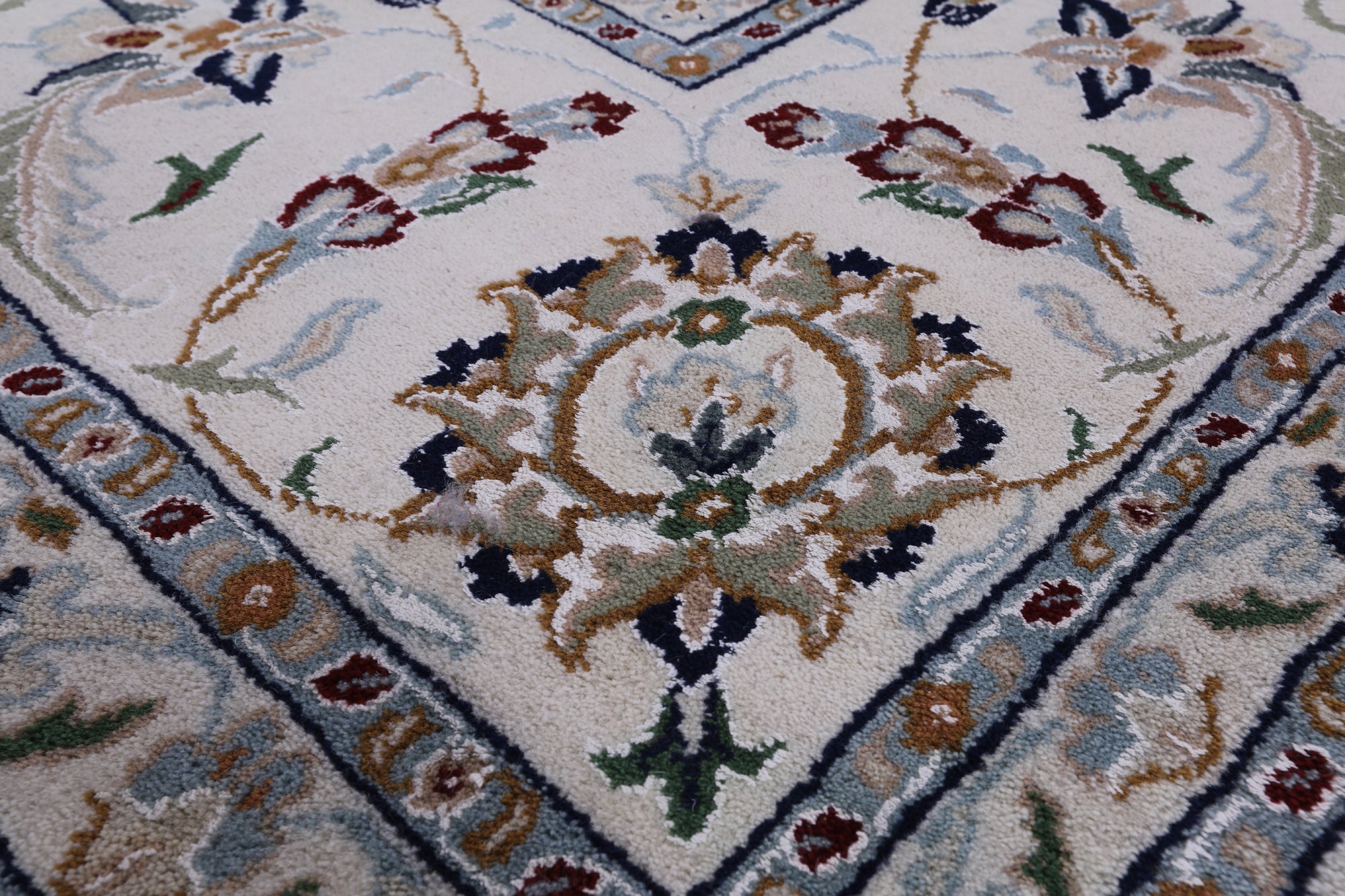 Ivory Persian Nain Hand Knotted Wool & Silk Rug - 8' 9" X 12' 5" - Golden Nile