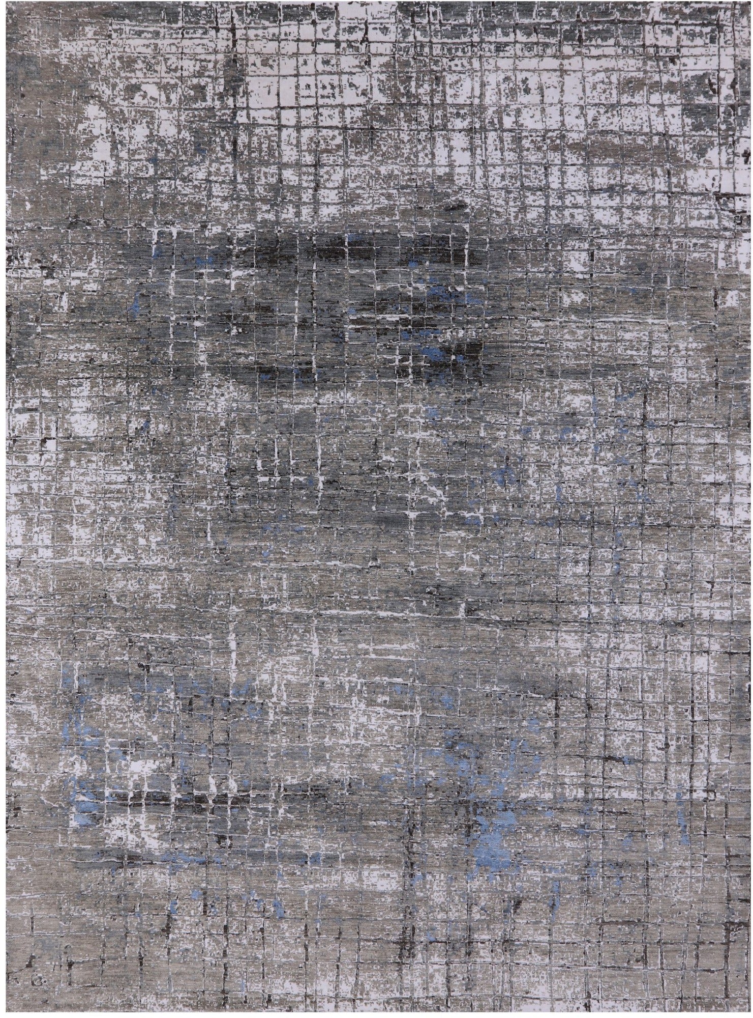 Abstract Contemporary Hand Knotted Wool & Silk Rug - 8' 11" X 12' 1" - Golden Nile
