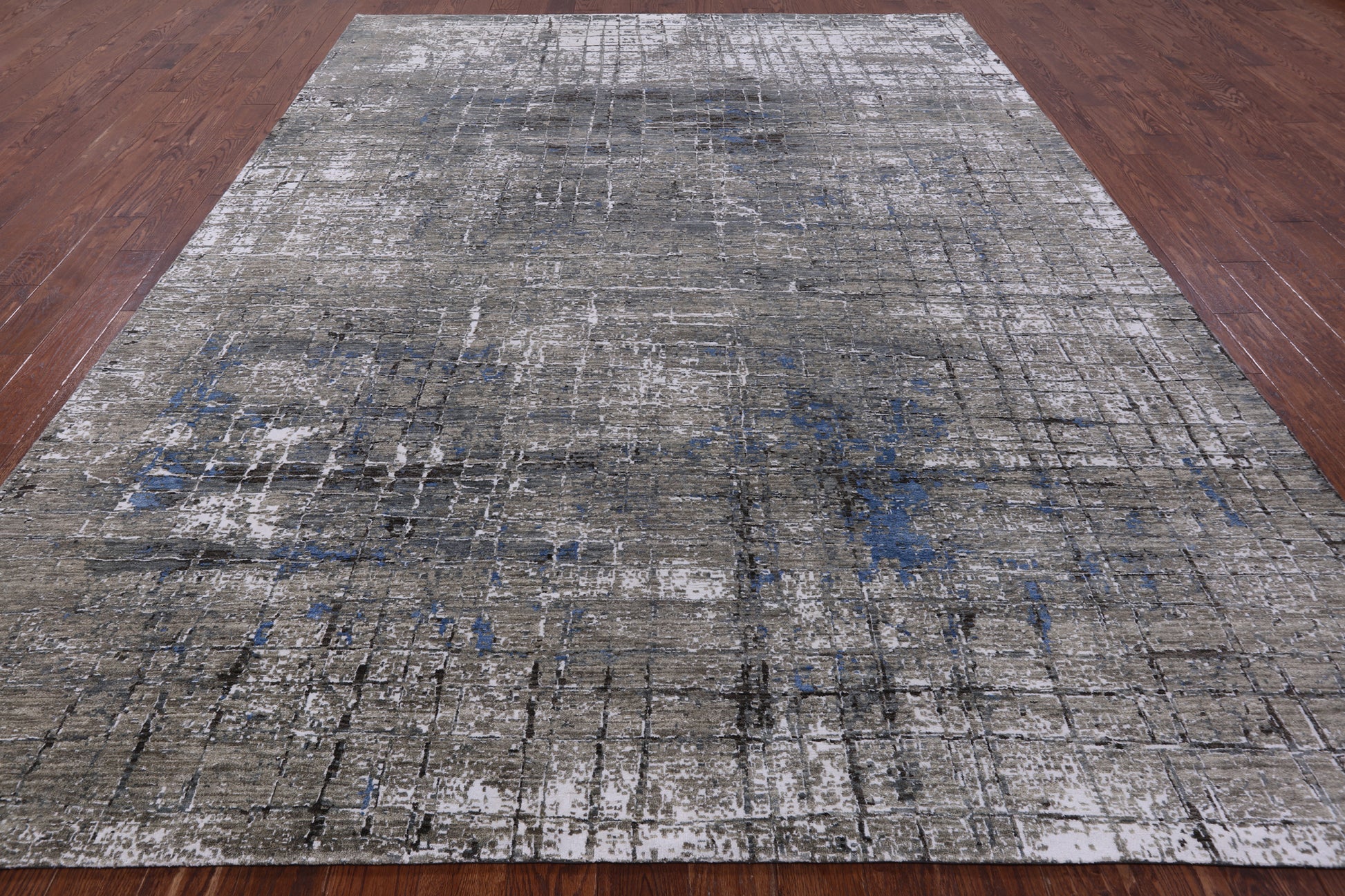 Abstract Contemporary Hand Knotted Wool & Silk Rug - 8' 11" X 12' 1" - Golden Nile