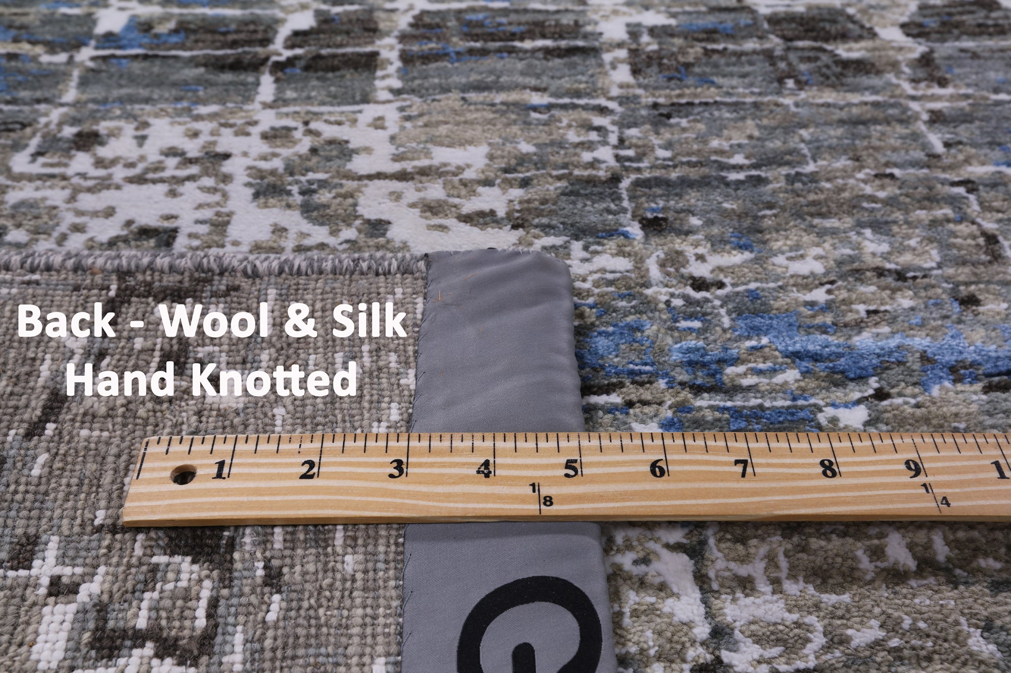 Abstract Contemporary Hand Knotted Wool & Silk Rug - 8' 11" X 12' 1" - Golden Nile