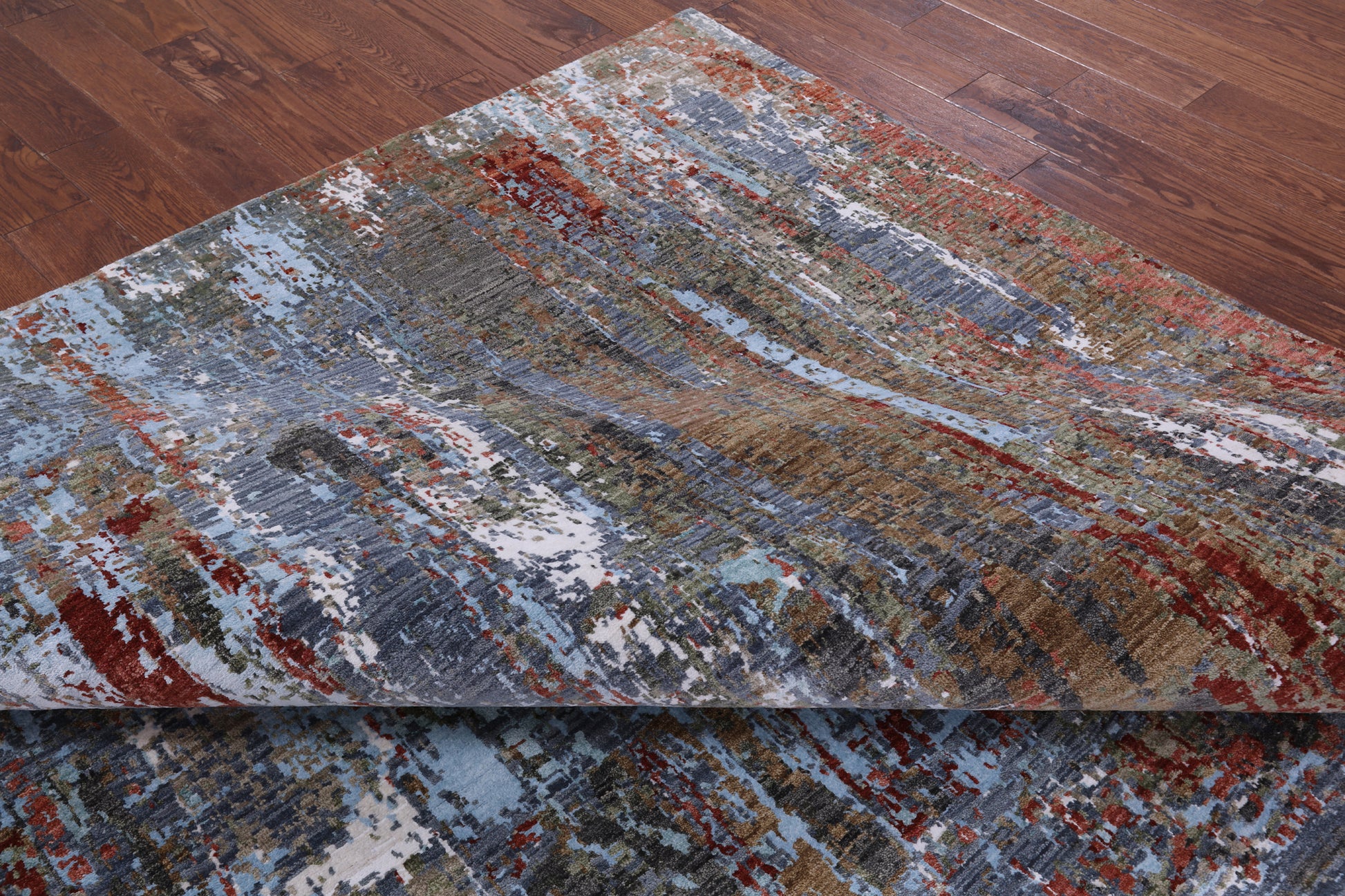 Modern Hand Knotted Wool & Silk Rug - 9' 1" X 12' 2" - Golden Nile