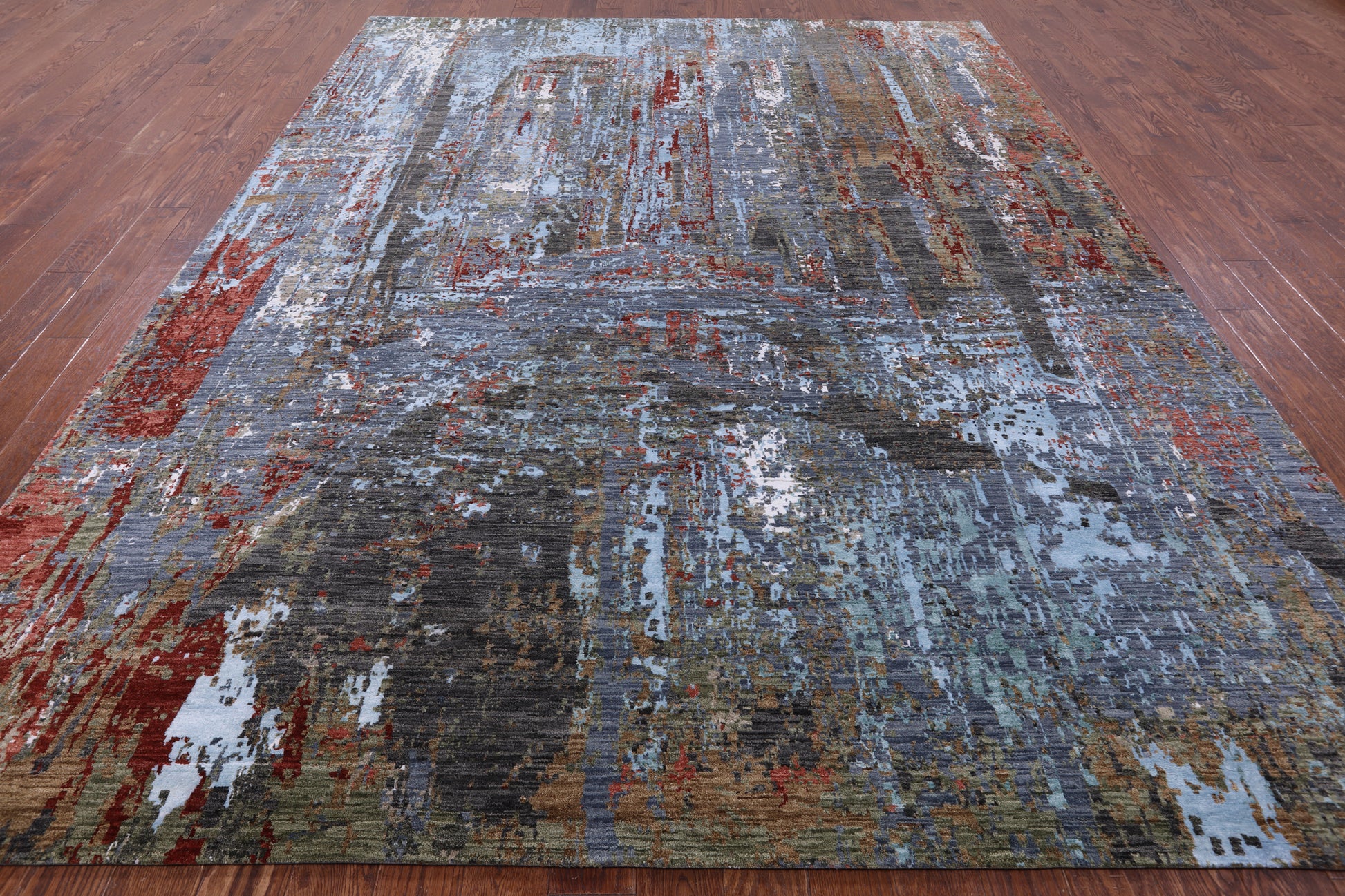 Modern Hand Knotted Wool & Silk Rug - 9' 1" X 12' 2" - Golden Nile