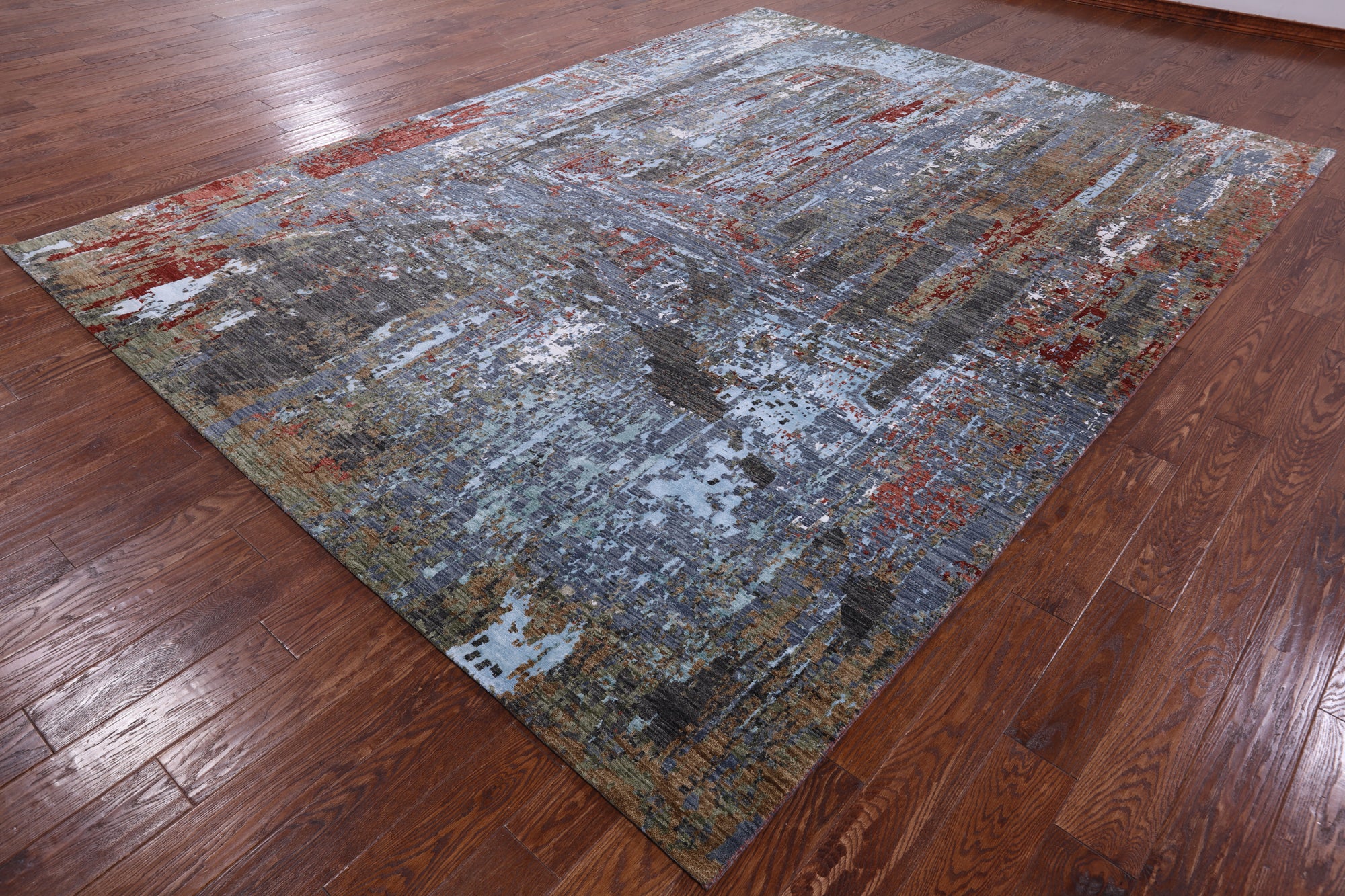 Modern Hand Knotted Wool & Silk Rug - 9' 1" X 12' 2" - Golden Nile