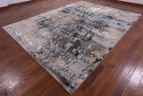 Abstract Modern Hand Knotted Wool & Silk Rug - 9' 1" X 12' 2" - Golden Nile