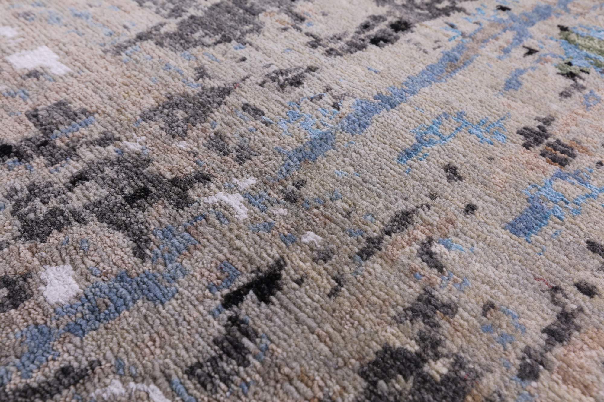Abstract Modern Hand Knotted Wool & Silk Rug - 9' 1" X 12' 2" - Golden Nile