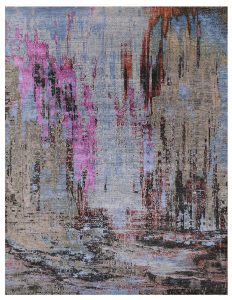 Modern Hand Knotted Wool & Silk Rug - 8' 1" X 10' 4" - Golden Nile
