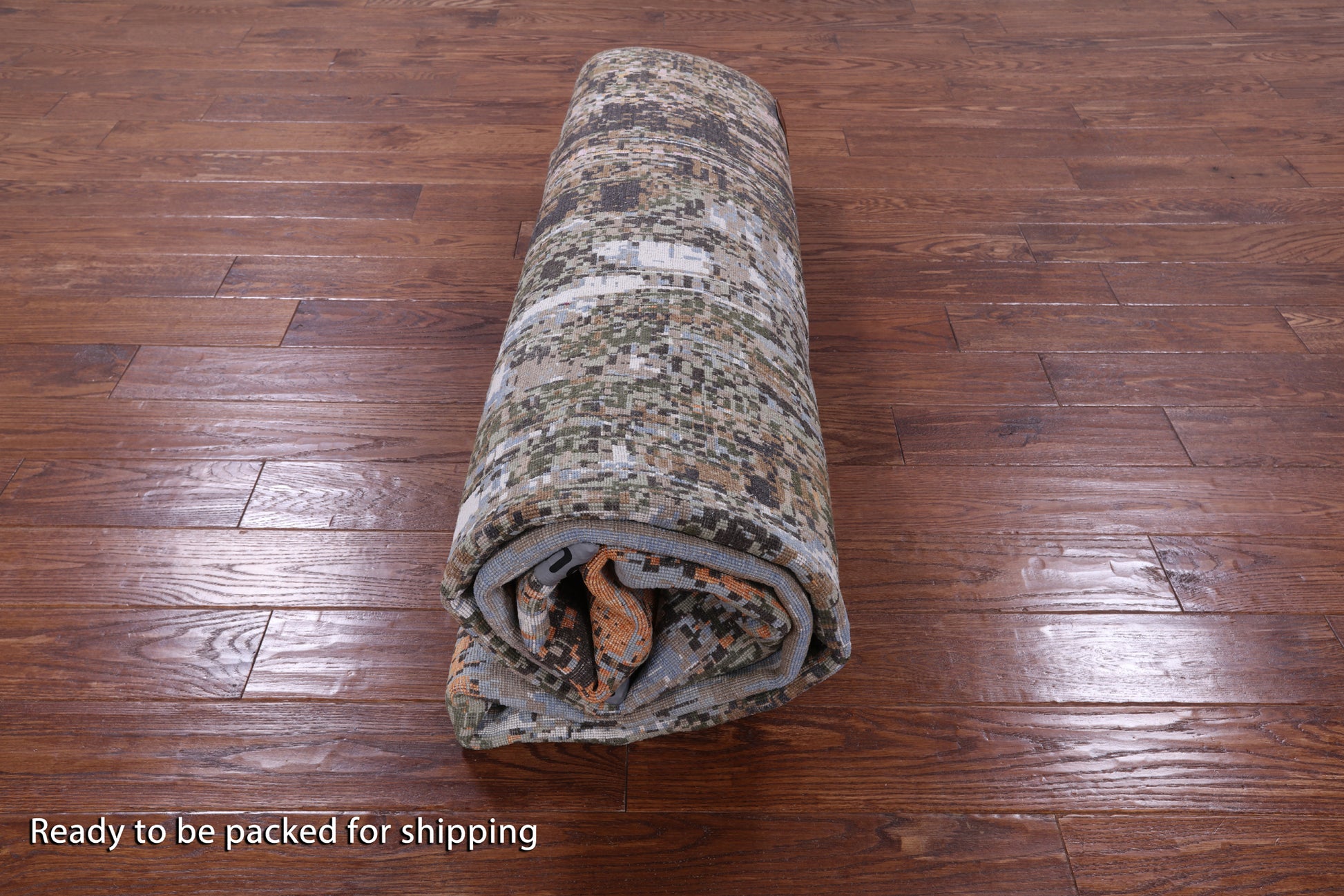 Abstract Modern Hand Knotted Wool & Silk Rug - 8' 1" X 10' 4" - Golden Nile