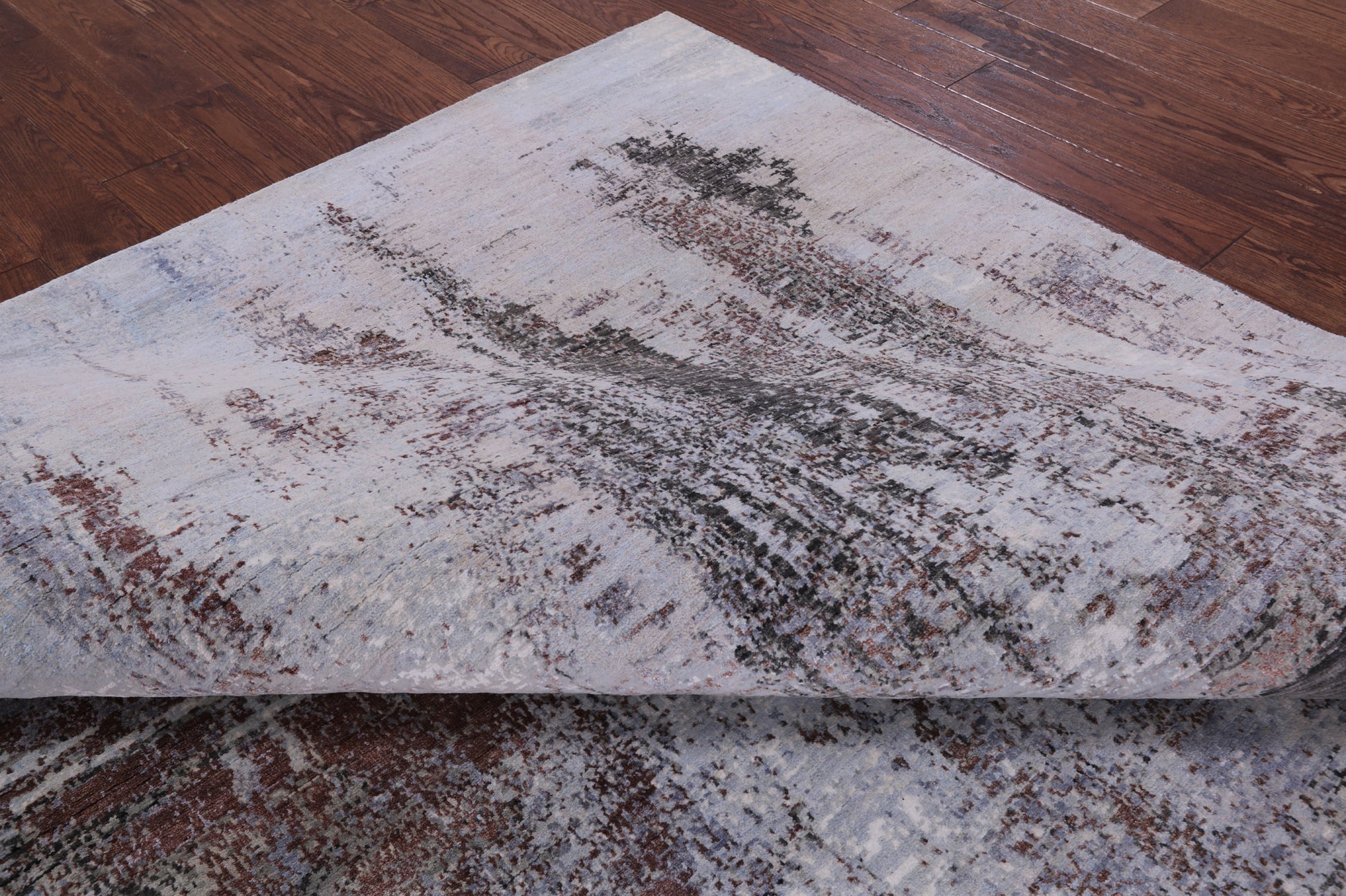 Abstract Modern Hand Knotted Wool & Silk Rug - 8' 0" X 10' 2" - Golden Nile