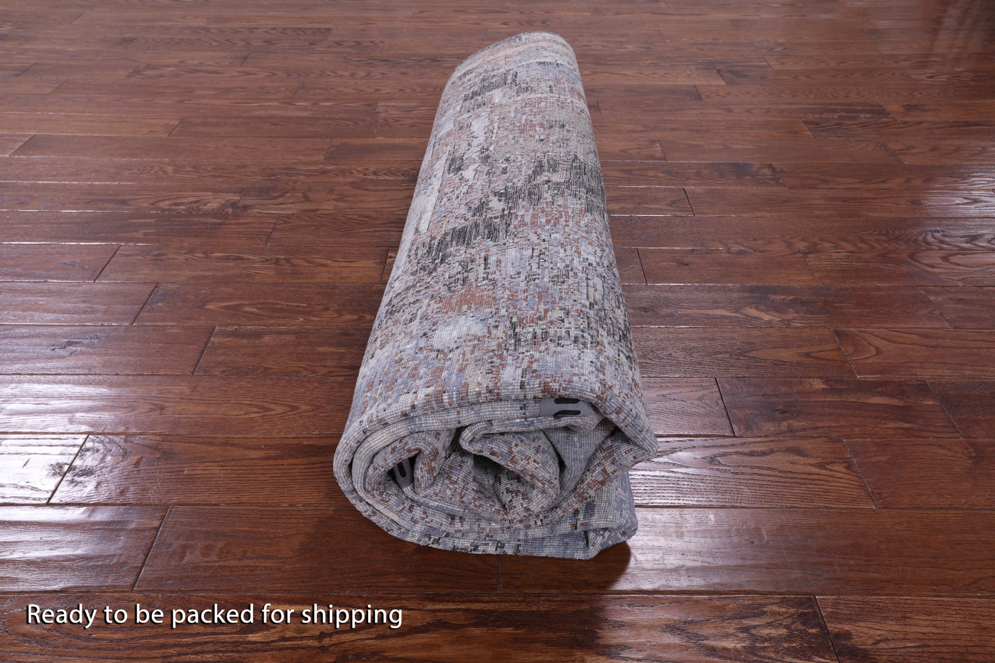 Abstract Modern Hand Knotted Wool & Silk Rug - 8' 0" X 10' 2" - Golden Nile