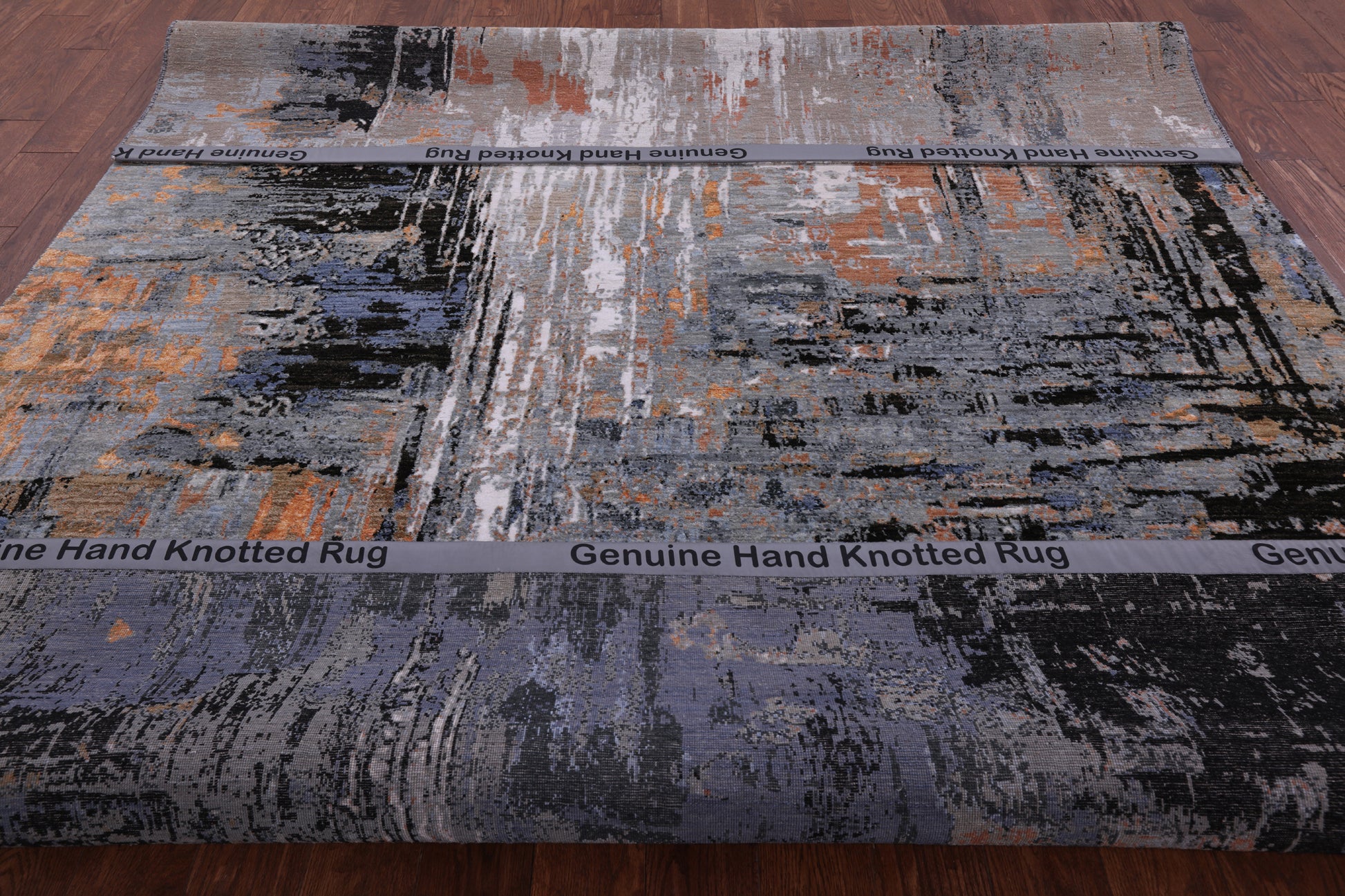 Abstract Modern Handmade Wool & Silk Rug - 7' 11" X 10' 2" - Golden Nile