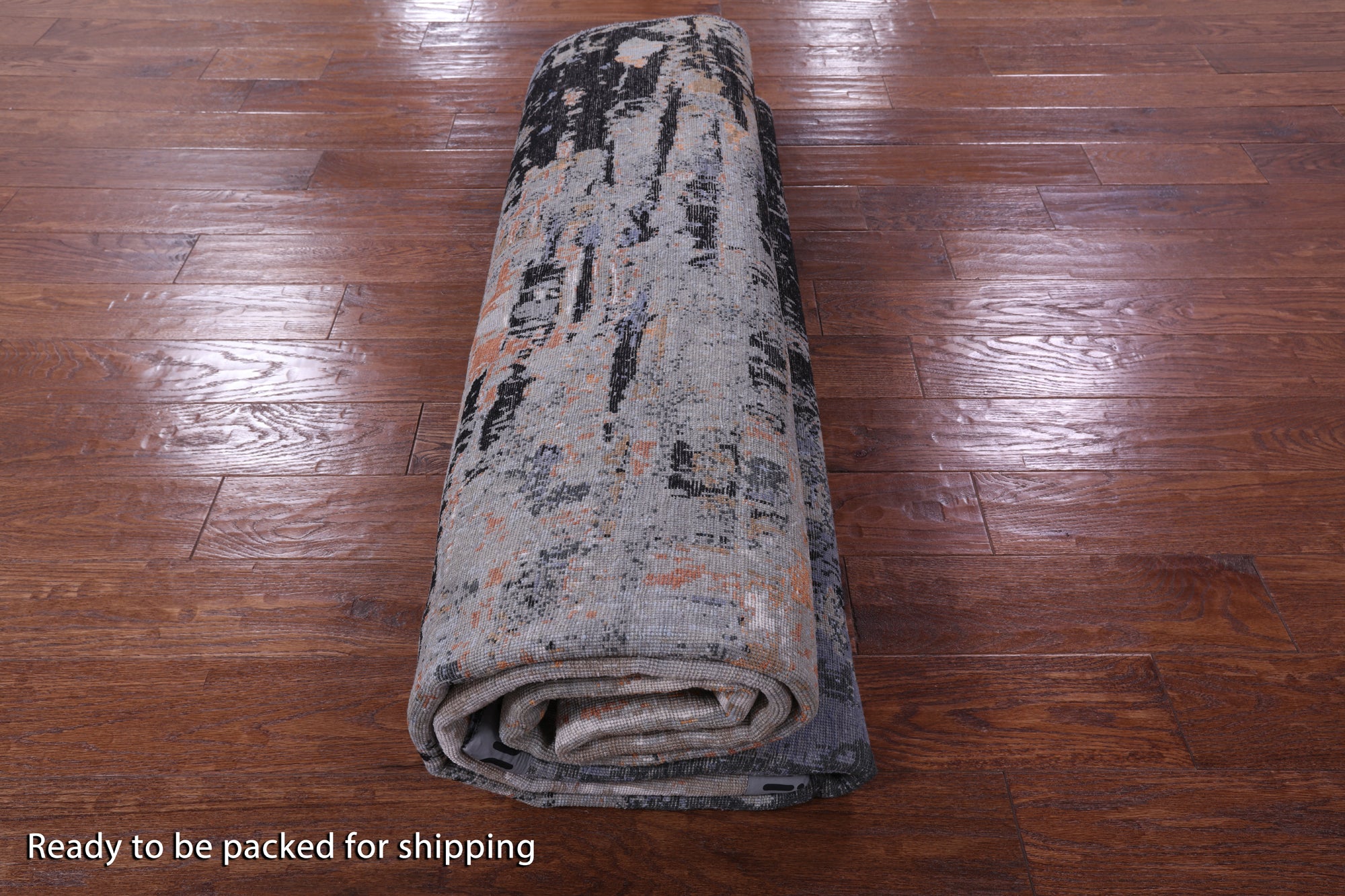 Abstract Modern Handmade Wool & Silk Rug - 7' 11" X 10' 2" - Golden Nile