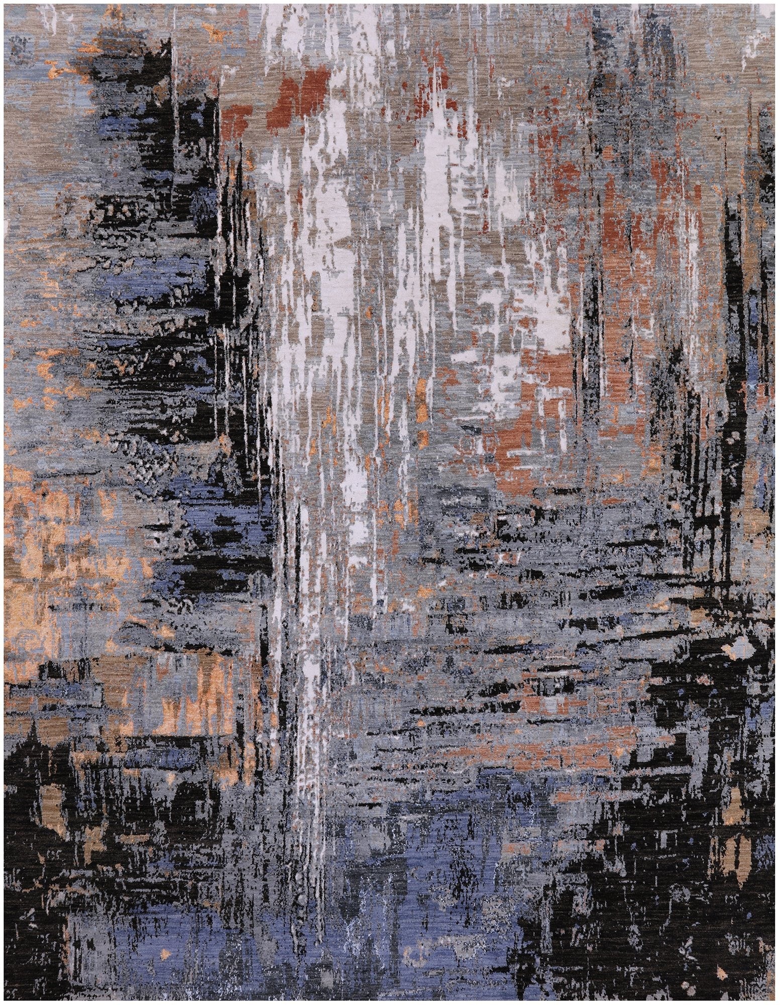 Abstract Modern Handmade Wool & Silk Rug - 7' 11" X 10' 2" - Golden Nile