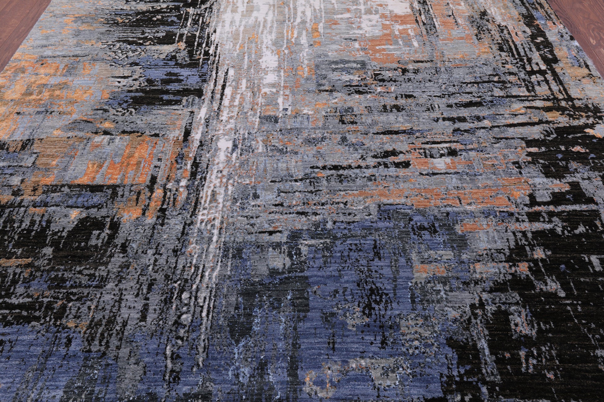 Abstract Modern Handmade Wool & Silk Rug - 7' 11" X 10' 2" - Golden Nile
