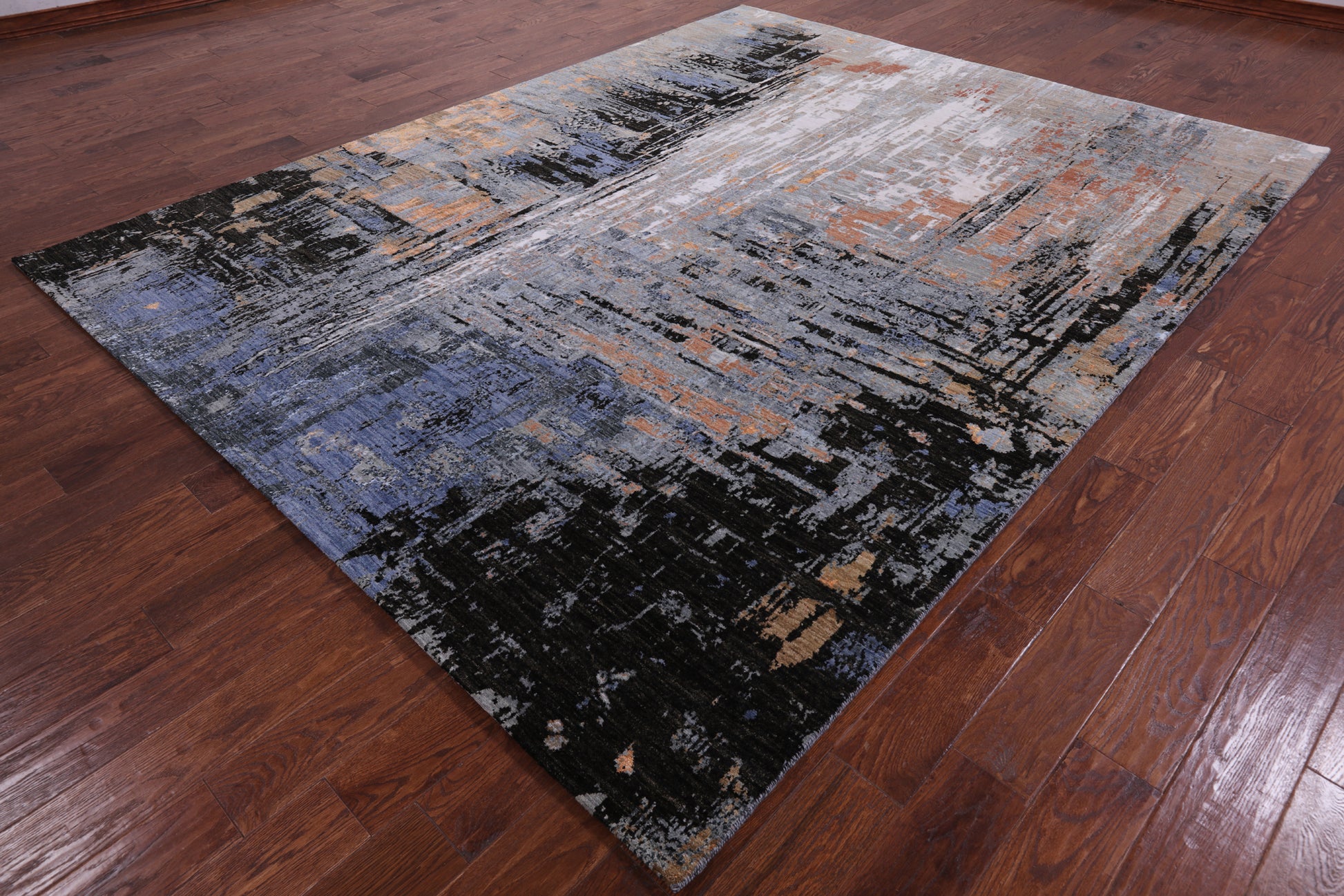 Abstract Modern Handmade Wool & Silk Rug - 7' 11" X 10' 2" - Golden Nile