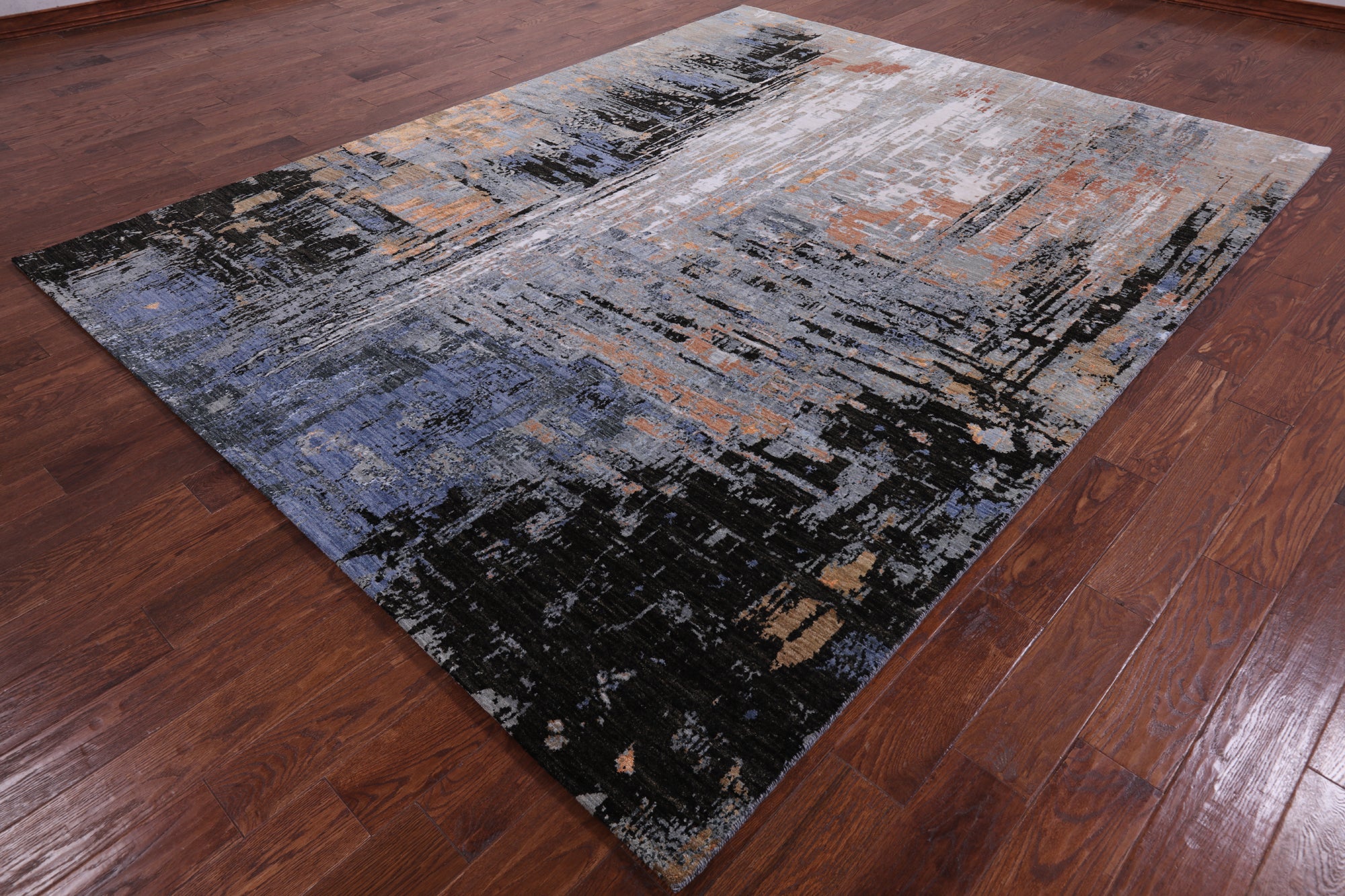 Abstract Modern Handmade Wool & Silk Rug - 7' 11" X 10' 2" - Golden Nile