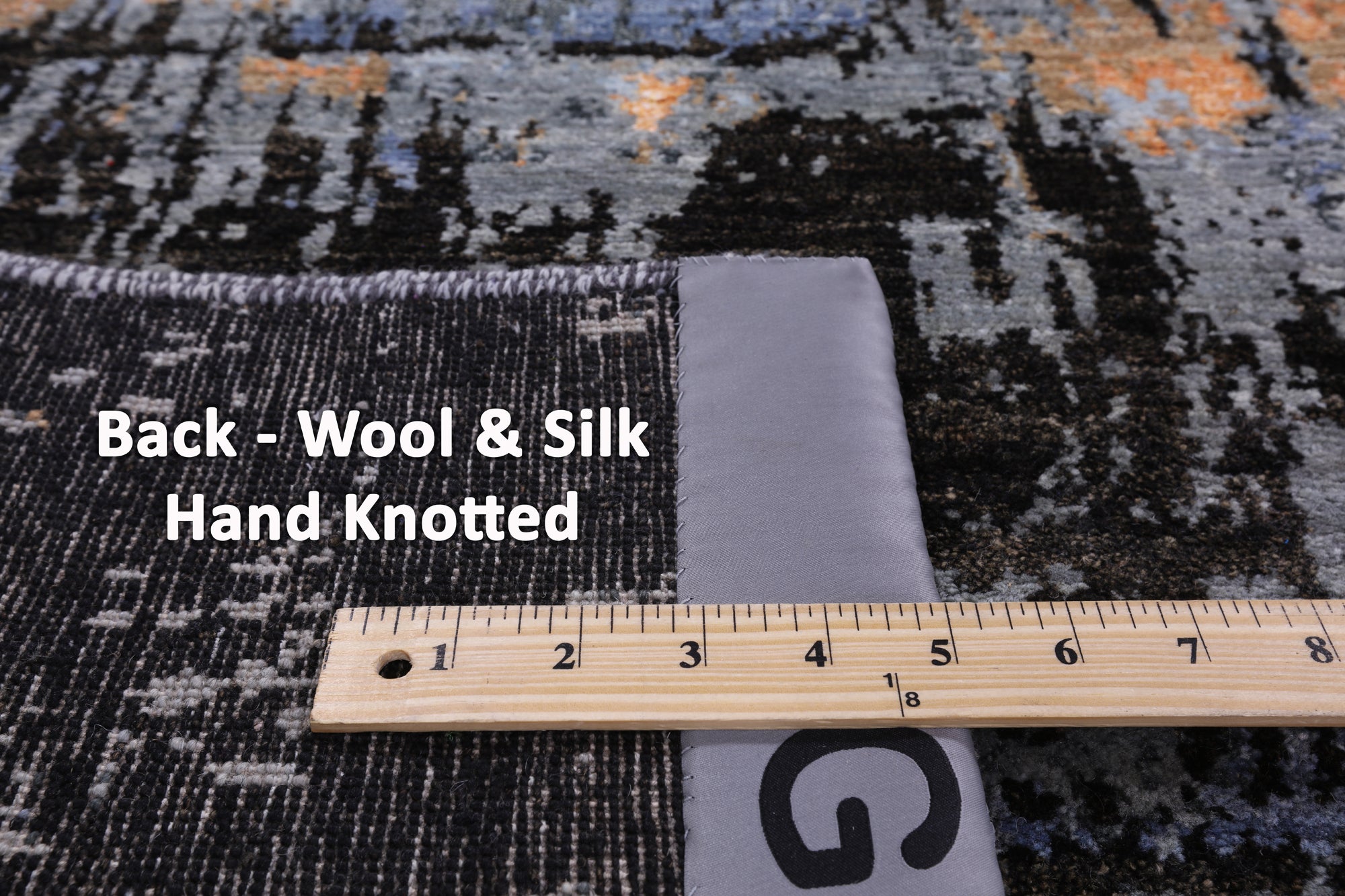 Abstract Modern Handmade Wool & Silk Rug - 7' 11" X 10' 2" - Golden Nile