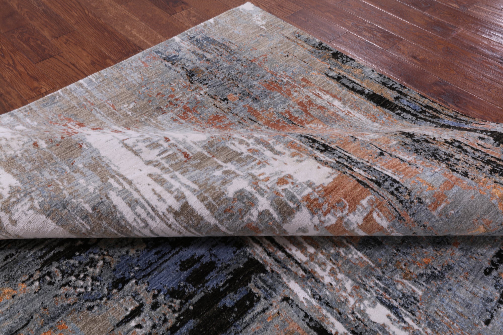 Abstract Modern Handmade Wool & Silk Rug - 7' 11" X 10' 2" - Golden Nile