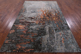 Contemporary Hand Knotted Wool & Silk Vase Design Rug - 6' 0" X 9' 3" - Golden Nile