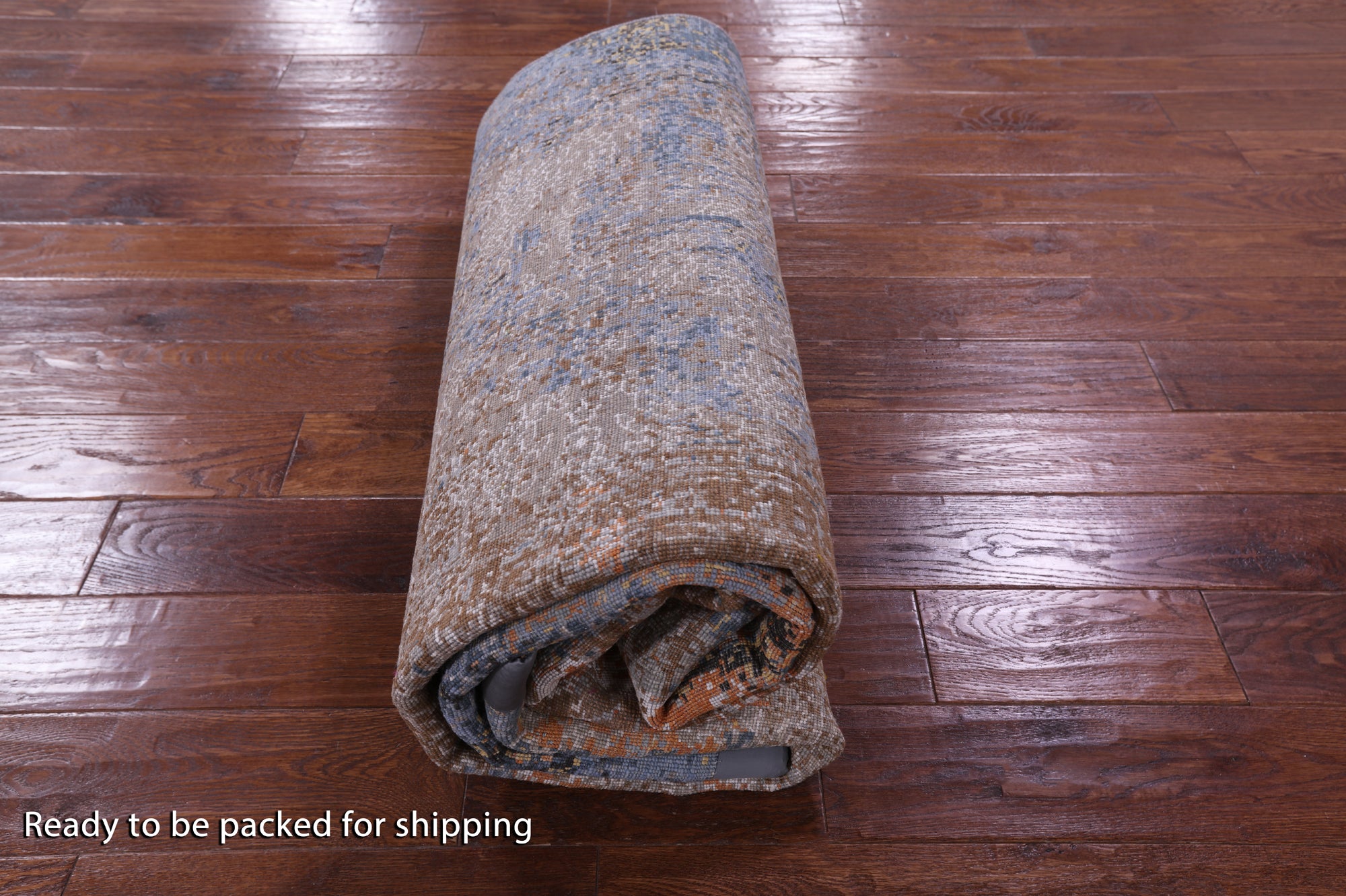 Abstract Modern Hand Knotted Wool & Silk Rug - 5' 11" X 9' 3" - Golden Nile