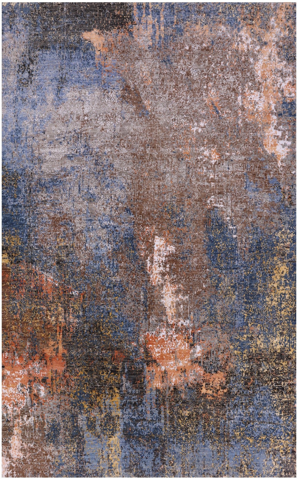 Abstract Modern Hand Knotted Wool & Silk Rug - 5' 11" X 9' 3" - Golden Nile