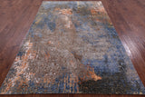Abstract Modern Hand Knotted Wool & Silk Rug - 5' 11" X 9' 3" - Golden Nile
