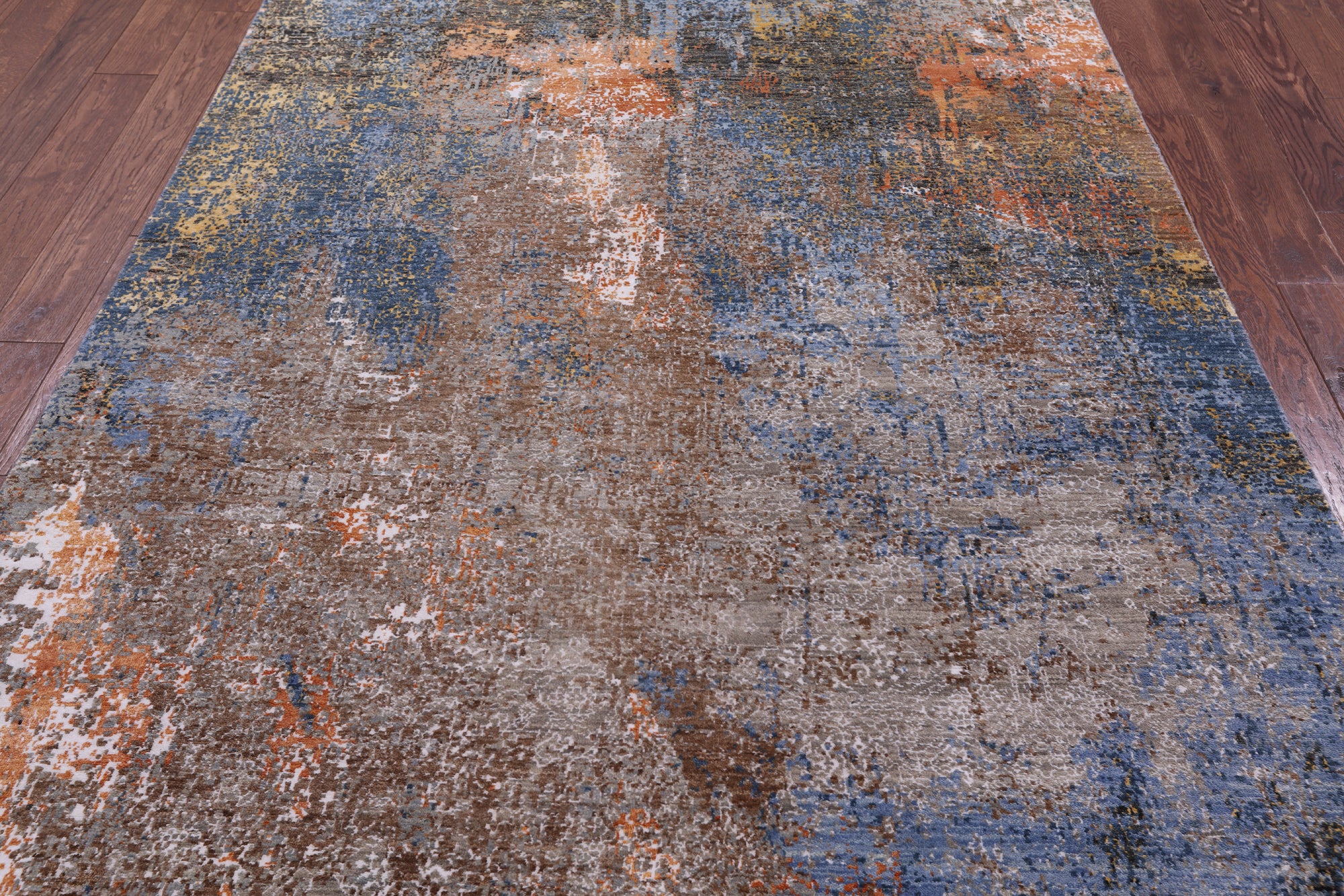 Abstract Modern Hand Knotted Wool & Silk Rug - 5' 11" X 9' 3" - Golden Nile