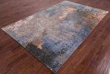 Abstract Modern Hand Knotted Wool & Silk Rug - 5' 11" X 9' 3" - Golden Nile