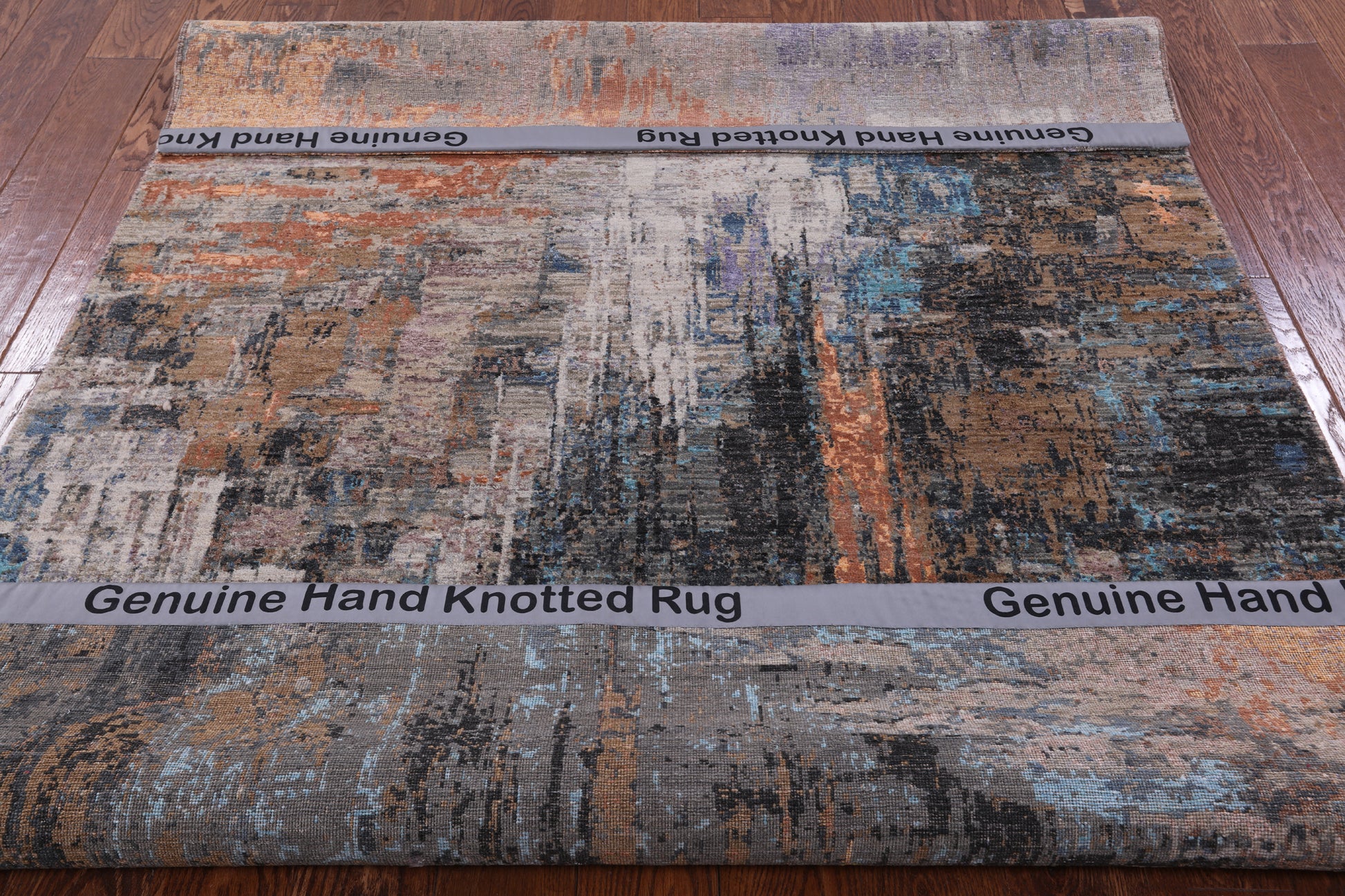 Abstract Modern Hand Knotted Wool & Silk Rug - 5' 1" X 6' 11" - Golden Nile