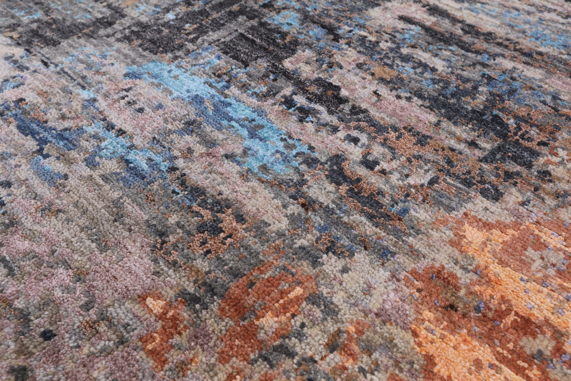 Abstract Modern Hand Knotted Wool & Silk Rug - 5' 1" X 6' 11" - Golden Nile