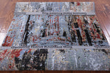Abstract Modern Hand Knotted Wool & Silk Rug - 4' 2" X 6' 2" - Golden Nile