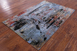 Abstract Modern Hand Knotted Wool & Silk Rug - 4' 2" X 6' 2" - Golden Nile