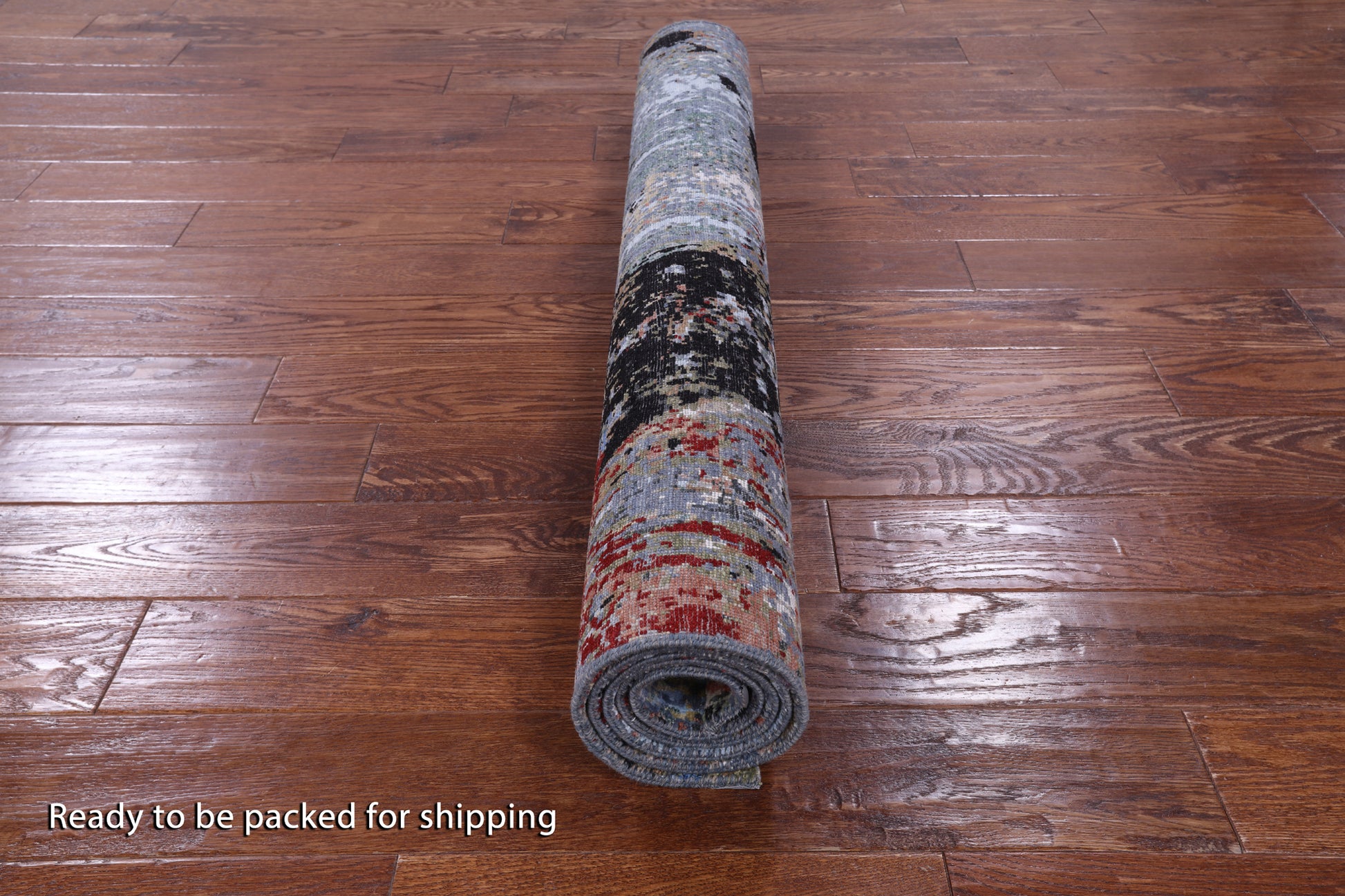 Abstract Modern Hand Knotted Wool & Silk Rug - 4' 2" X 6' 2" - Golden Nile