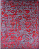 Grey Modern Hand Knotted Wool & Silk Rug - 7' 11" X 10' 2" - Golden Nile
