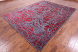 Grey Modern Hand Knotted Wool & Silk Rug - 7' 11" X 10' 2" - Golden Nile