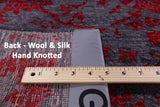 Grey Modern Hand Knotted Wool & Silk Rug - 7' 11" X 10' 2" - Golden Nile