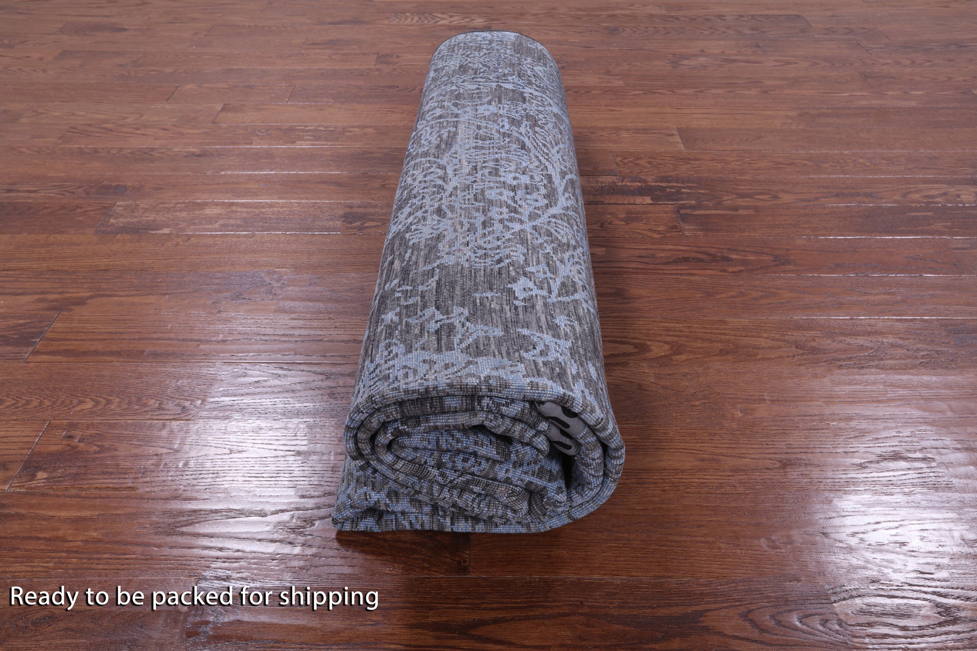 Grey Contemporary Hand Knotted Wool & Silk Rug - 8' 0" X 9' 10" - Golden Nile