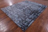 Grey Contemporary Hand Knotted Wool & Silk Rug - 8' 0" X 9' 10" - Golden Nile