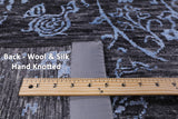 Grey Contemporary Hand Knotted Wool & Silk Rug - 8' 0" X 9' 10" - Golden Nile