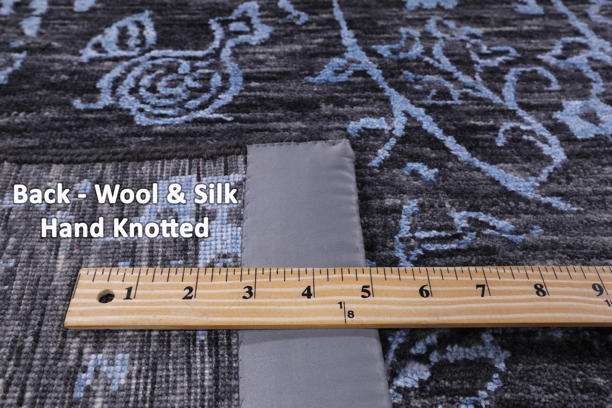 Grey Contemporary Hand Knotted Wool & Silk Rug - 8' 0" X 9' 10" - Golden Nile