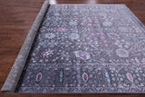 Grey Contemporary Hand Knotted Wool & Silk Rug - 9' 0" X 12' 3" - Golden Nile