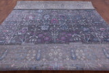 Grey Contemporary Hand Knotted Wool & Silk Rug - 9' 0" X 12' 3" - Golden Nile